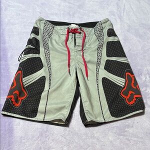 Fox Black and Gray Shorts with Red Highlights